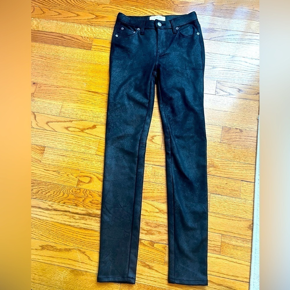 WE THE FREE Free People Women’s Faux Leather Black Pants Size 24 Skinny Goth